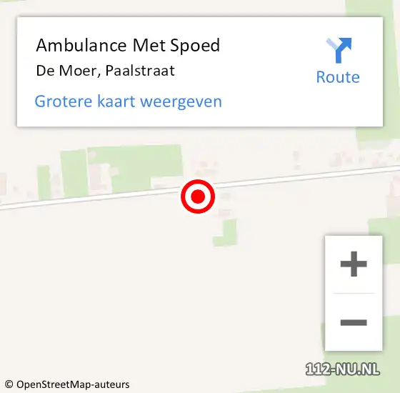 Locatie op kaart van de 112 melding: Ambulance Met Spoed Naar De Moer, Paalstraat op 15 september 2017 21:42