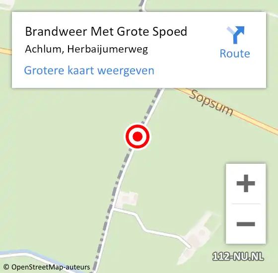 Locatie op kaart van de 112 melding: Brandweer Met Grote Spoed Naar Achlum, Herbaijumerweg op 15 september 2017 21:55