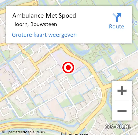 Locatie op kaart van de 112 melding: Ambulance Met Spoed Naar Hoorn, Bouwsteen op 15 september 2017 22:04