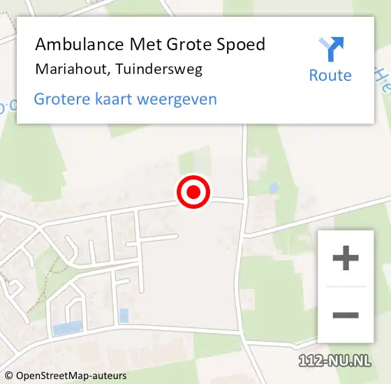 Locatie op kaart van de 112 melding: Ambulance Met Grote Spoed Naar Mariahout, Tuindersweg op 15 september 2017 22:24