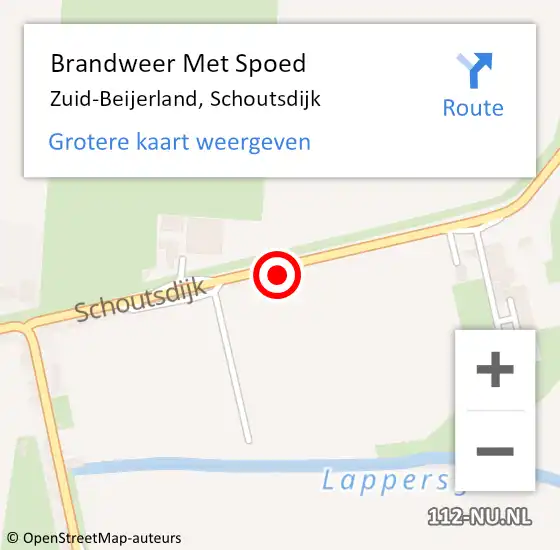 Locatie op kaart van de 112 melding: Brandweer Met Spoed Naar Zuid-Beijerland, Schoutsdijk op 15 september 2017 23:26