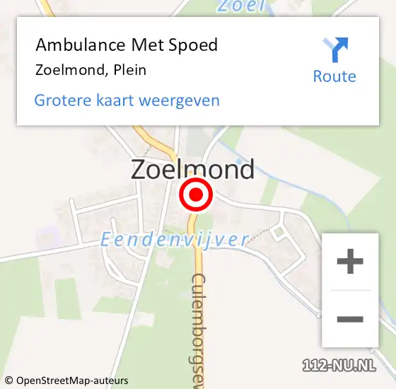 Locatie op kaart van de 112 melding: Ambulance Met Spoed Naar Zoelmond, Plein op 15 september 2017 23:48