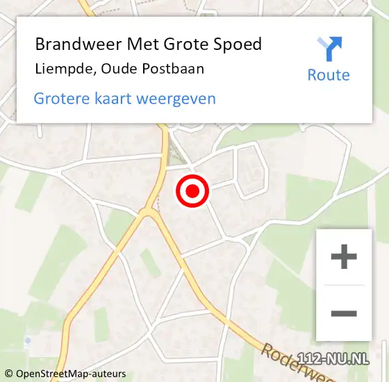 Locatie op kaart van de 112 melding: Brandweer Met Grote Spoed Naar Liempde, Oude Postbaan op 15 september 2017 23:56