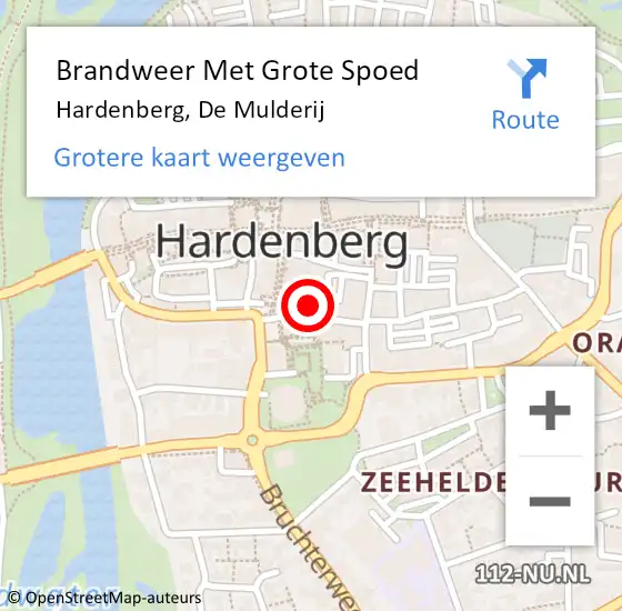 Locatie op kaart van de 112 melding: Brandweer Met Grote Spoed Naar Hardenberg, De Mulderij op 15 september 2017 23:56