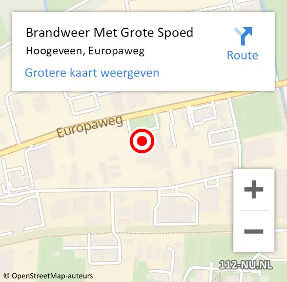 Locatie op kaart van de 112 melding: Brandweer Met Grote Spoed Naar Hoogeveen, Europaweg op 16 september 2017 00:50