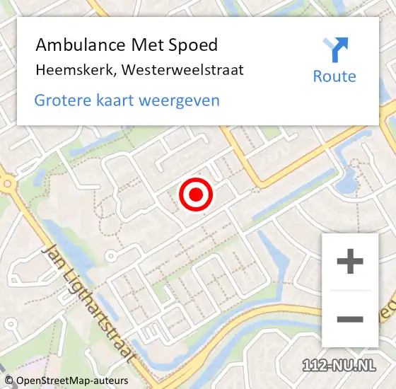 Locatie op kaart van de 112 melding: Ambulance Met Spoed Naar Heemskerk, Westerweelstraat op 16 september 2017 00:56