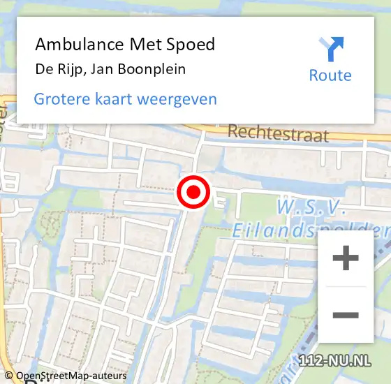 Locatie op kaart van de 112 melding: Ambulance Met Spoed Naar De Rijp, Jan Boonplein op 16 september 2017 01:13
