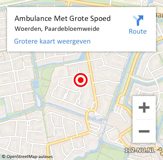 Locatie op kaart van de 112 melding: Ambulance Met Grote Spoed Naar Woerden, Paardebloemweide op 1 februari 2014 18:53