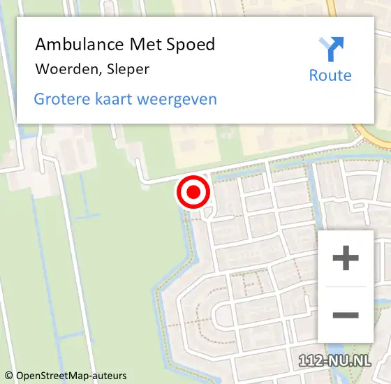 Locatie op kaart van de 112 melding: Ambulance Met Spoed Naar Woerden, Sleper op 16 september 2017 02:04