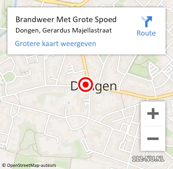 Locatie op kaart van de 112 melding: Brandweer Met Grote Spoed Naar Dongen, Gerardus Majellastraat op 16 september 2017 02:05