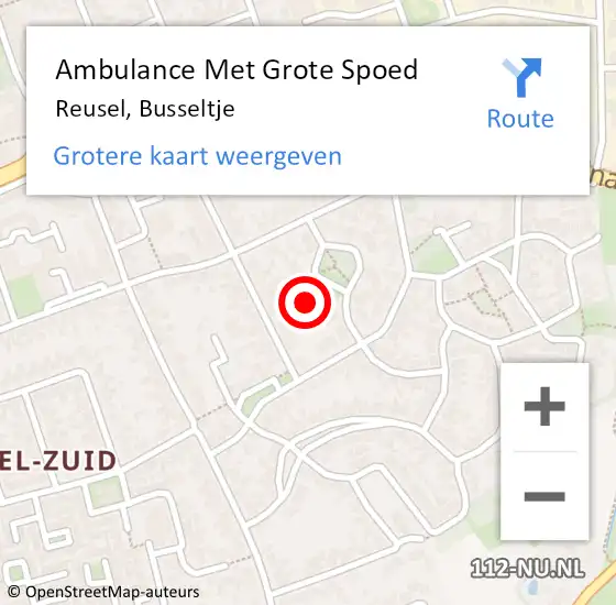 Locatie op kaart van de 112 melding: Ambulance Met Grote Spoed Naar Reusel, Busseltje op 16 september 2017 02:19