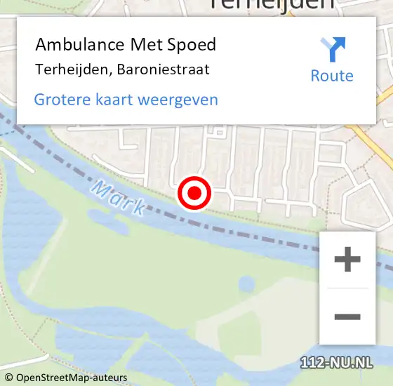 Locatie op kaart van de 112 melding: Ambulance Met Spoed Naar Terheijden, Baroniestraat op 16 september 2017 05:29