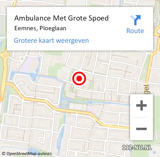 Locatie op kaart van de 112 melding: Ambulance Met Grote Spoed Naar Eemnes, Ploeglaan op 16 september 2017 06:18