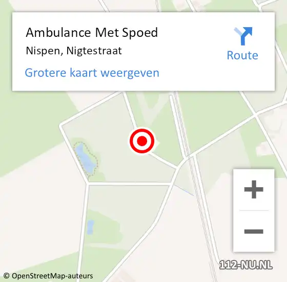 Locatie op kaart van de 112 melding: Ambulance Met Spoed Naar Nispen, Nigtestraat op 16 september 2017 06:57