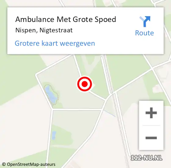 Locatie op kaart van de 112 melding: Ambulance Met Grote Spoed Naar Nispen, Nigtestraat op 16 september 2017 06:58