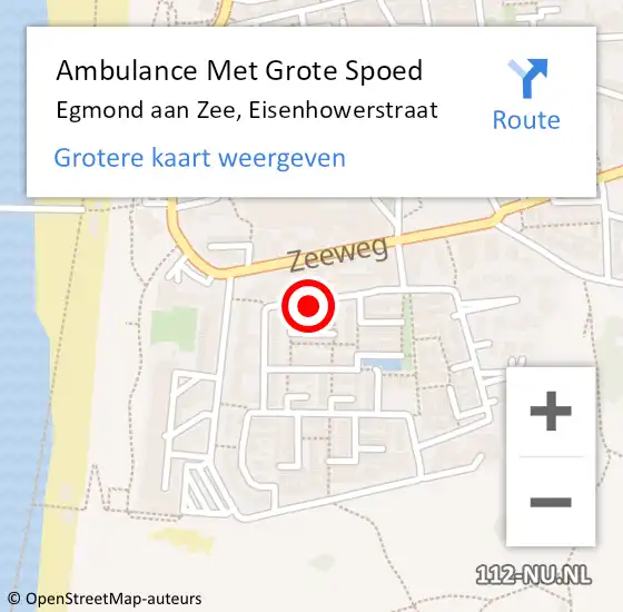 Locatie op kaart van de 112 melding: Ambulance Met Grote Spoed Naar Egmond aan Zee, Eisenhowerstraat op 16 september 2017 08:02