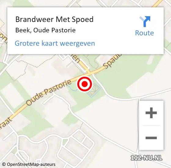 Locatie op kaart van de 112 melding: Brandweer Met Spoed Naar Beek, Oude Pastorie op 16 september 2017 08:06