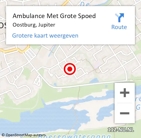 Locatie op kaart van de 112 melding: Ambulance Met Grote Spoed Naar Oostburg, Jupiter op 16 september 2017 10:57