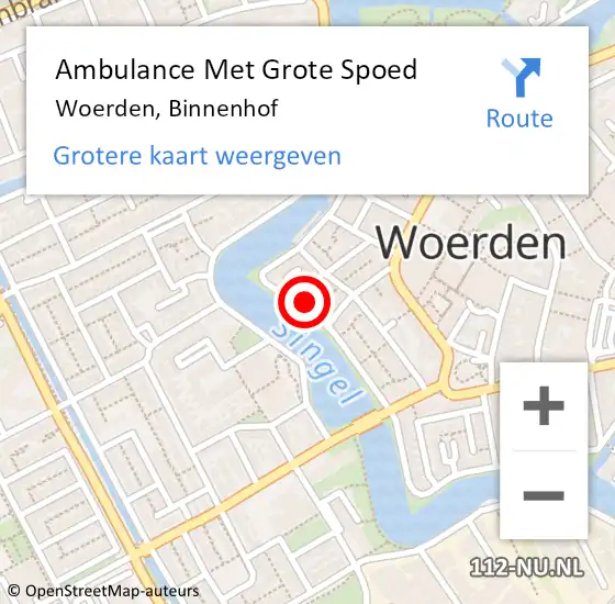 Locatie op kaart van de 112 melding: Ambulance Met Grote Spoed Naar Woerden, Binnenhof op 16 september 2017 11:26