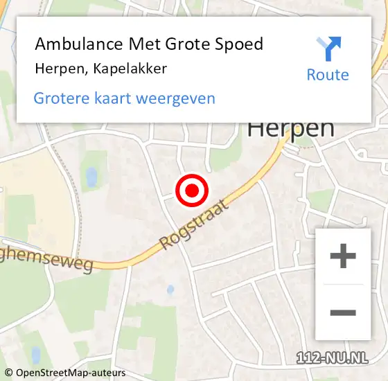 Locatie op kaart van de 112 melding: Ambulance Met Grote Spoed Naar Herpen, Kapelakker op 16 september 2017 11:32