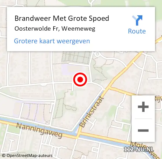 Locatie op kaart van de 112 melding: Brandweer Met Grote Spoed Naar Oosterwolde Fr, Weemeweg op 16 september 2017 11:35