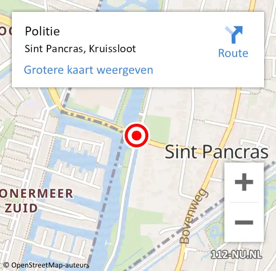 Locatie op kaart van de 112 melding: Politie Sint Pancras, Kruissloot op 16 september 2017 11:49
