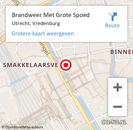 Locatie op kaart van de 112 melding: Brandweer Met Grote Spoed Naar Utrecht, Vredenburg op 16 september 2017 12:24