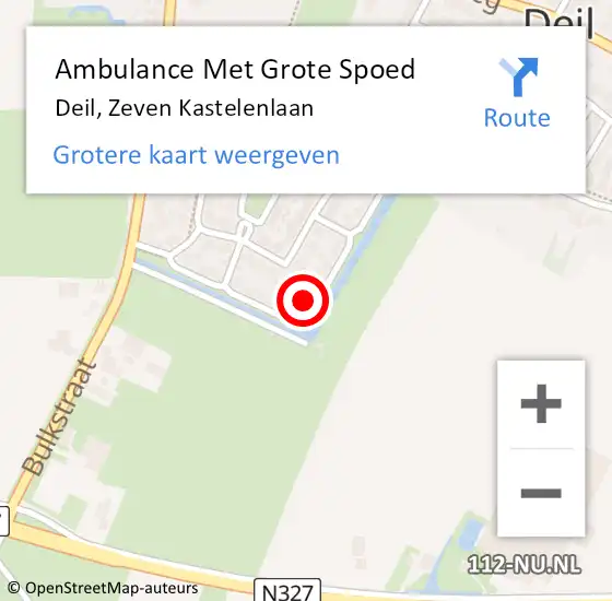 Locatie op kaart van de 112 melding: Ambulance Met Grote Spoed Naar Deil, Zeven Kastelenlaan op 16 september 2017 12:25