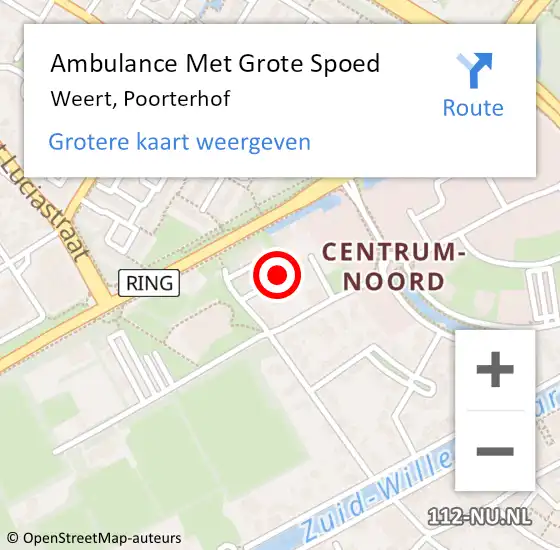 Locatie op kaart van de 112 melding: Ambulance Met Grote Spoed Naar Weert, Poorterhof op 16 september 2017 12:29