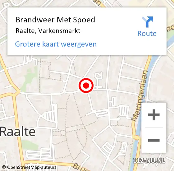 Locatie op kaart van de 112 melding: Brandweer Met Spoed Naar Raalte, Varkensmarkt op 16 september 2017 12:31