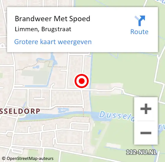 Locatie op kaart van de 112 melding: Brandweer Met Spoed Naar Limmen, Brugstraat op 16 september 2017 12:31