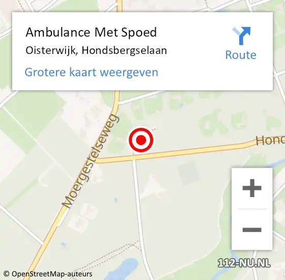 Locatie op kaart van de 112 melding: Ambulance Met Spoed Naar Oisterwijk, Hondsbergselaan op 16 september 2017 13:08