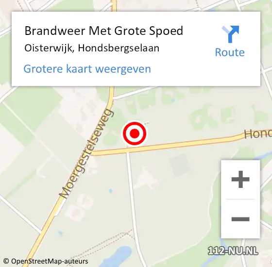 Locatie op kaart van de 112 melding: Brandweer Met Grote Spoed Naar Oisterwijk, Hondsbergselaan op 16 september 2017 13:26