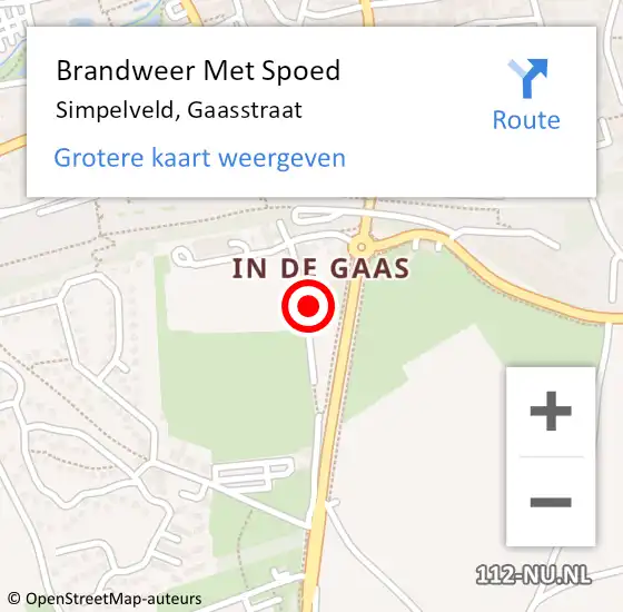 Locatie op kaart van de 112 melding: Brandweer Met Spoed Naar Simpelveld, Gaasstraat op 16 september 2017 13:29