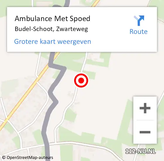 Locatie op kaart van de 112 melding: Ambulance Met Spoed Naar Budel-Schoot, Zwarteweg op 16 september 2017 13:34