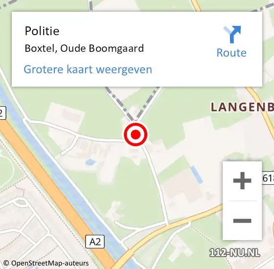 Locatie op kaart van de 112 melding: Politie Boxtel, Oude Boomgaard op 16 september 2017 13:39