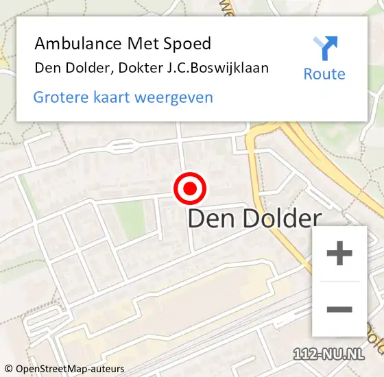 Locatie op kaart van de 112 melding: Ambulance Met Spoed Naar Den Dolder, Dokter J.C.Boswijklaan op 16 september 2017 13:54