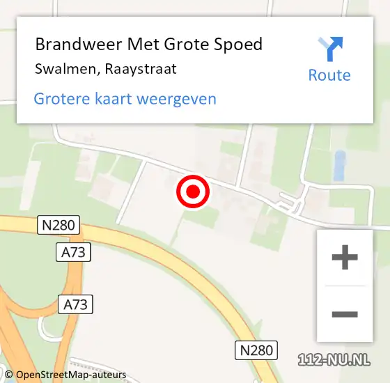 Locatie op kaart van de 112 melding: Brandweer Met Grote Spoed Naar Swalmen, Raaystraat op 16 september 2017 14:17