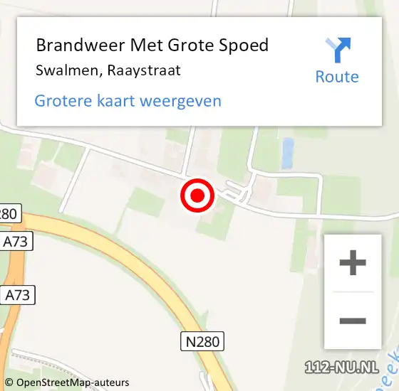 Locatie op kaart van de 112 melding: Brandweer Met Grote Spoed Naar Swalmen, Raaystraat op 16 september 2017 14:22