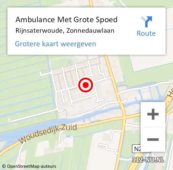 Locatie op kaart van de 112 melding: Ambulance Met Grote Spoed Naar Rijnsaterwoude, Zonnedauwlaan op 16 september 2017 14:26