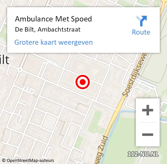 Locatie op kaart van de 112 melding: Ambulance Met Spoed Naar De Bilt, Ambachtstraat op 16 september 2017 14:44