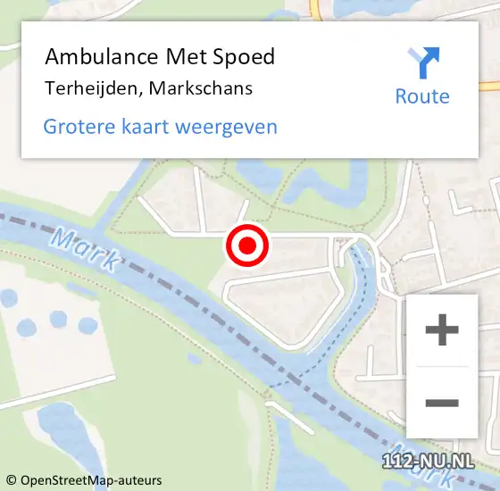 Locatie op kaart van de 112 melding: Ambulance Met Spoed Naar Terheijden, Markschans op 16 september 2017 15:07