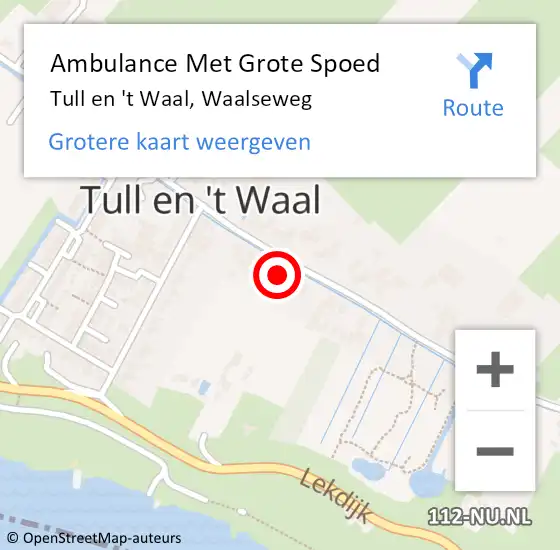 Locatie op kaart van de 112 melding: Ambulance Met Grote Spoed Naar Tull en 't Waal, Waalseweg op 16 september 2017 15:24