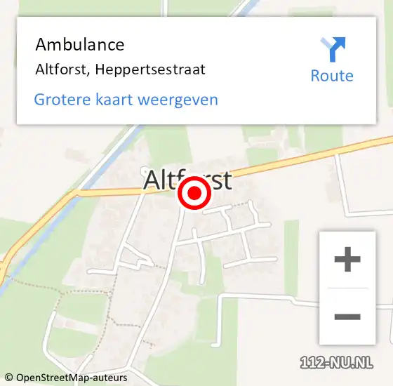 Locatie op kaart van de 112 melding: Ambulance Altforst, Heppertsestraat op 16 september 2017 15:26