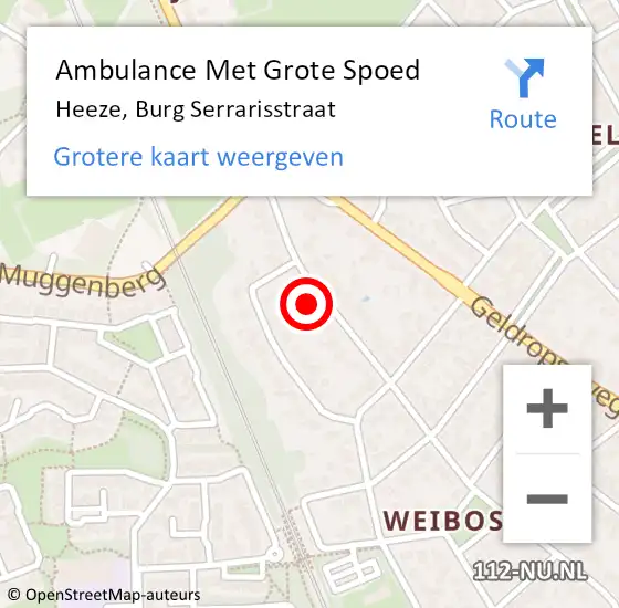 Locatie op kaart van de 112 melding: Ambulance Met Grote Spoed Naar Heeze, Burg Serrarisstraat op 16 september 2017 15:31