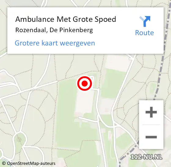 Locatie op kaart van de 112 melding: Ambulance Met Grote Spoed Naar Rozendaal, De Pinkenberg op 16 september 2017 16:05