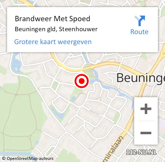 Locatie op kaart van de 112 melding: Brandweer Met Spoed Naar Beuningen gld, Steenhouwer op 16 september 2017 16:10