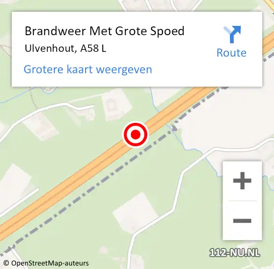 Locatie op kaart van de 112 melding: Brandweer Met Grote Spoed Naar Ulvenhout, A58 L op 16 september 2017 16:51