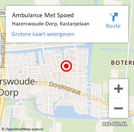 Locatie op kaart van de 112 melding: Ambulance Met Spoed Naar Hazerswoude-Dorp, Kastanjelaan op 16 september 2017 17:03