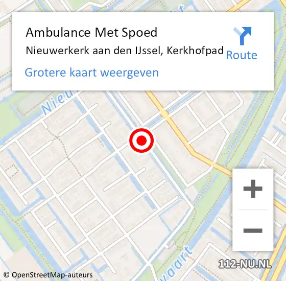 Locatie op kaart van de 112 melding: Ambulance Met Spoed Naar Nieuwerkerk aan den IJssel, Kerkhofpad op 16 september 2017 17:10